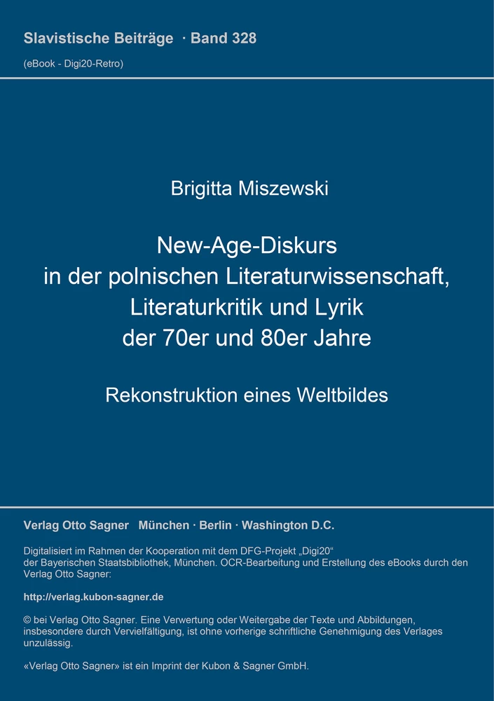 Titel: New-Age-Diskurs in der polnischen Literaturwissenschaft, Literaturkritik und Lyrik der 70er und 80er Jahre