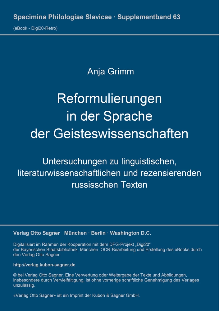 Titel: Reformulierungen in der Sprache der Geisteswissenschaften