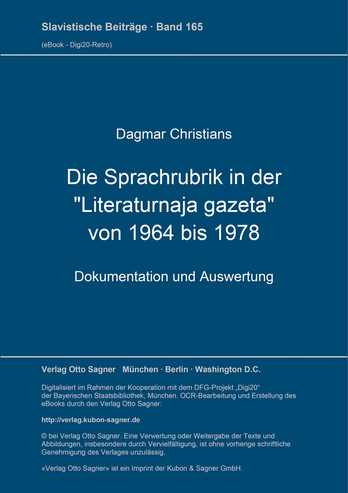 Titel: Die Sprachrubrik in der "Literaturnaja gazeta" von 1964 bis 1978
