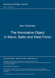 Title: The Nominative Object in Slavic, Baltic, and West Finnic