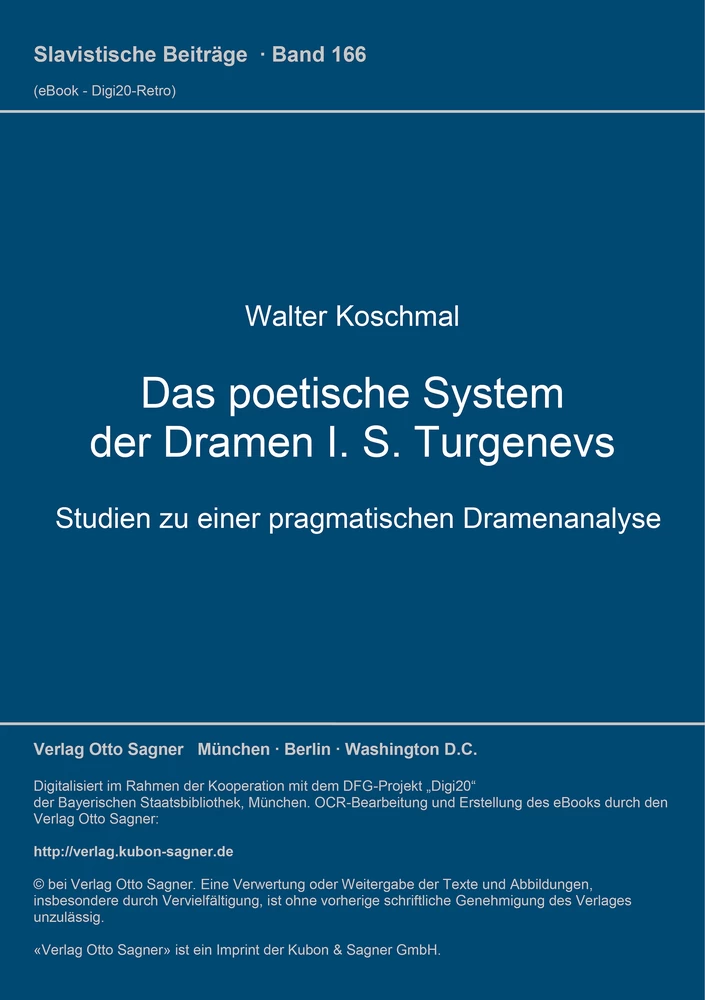 Titel: Das poetische System der Dramen I. S. Turgenevs