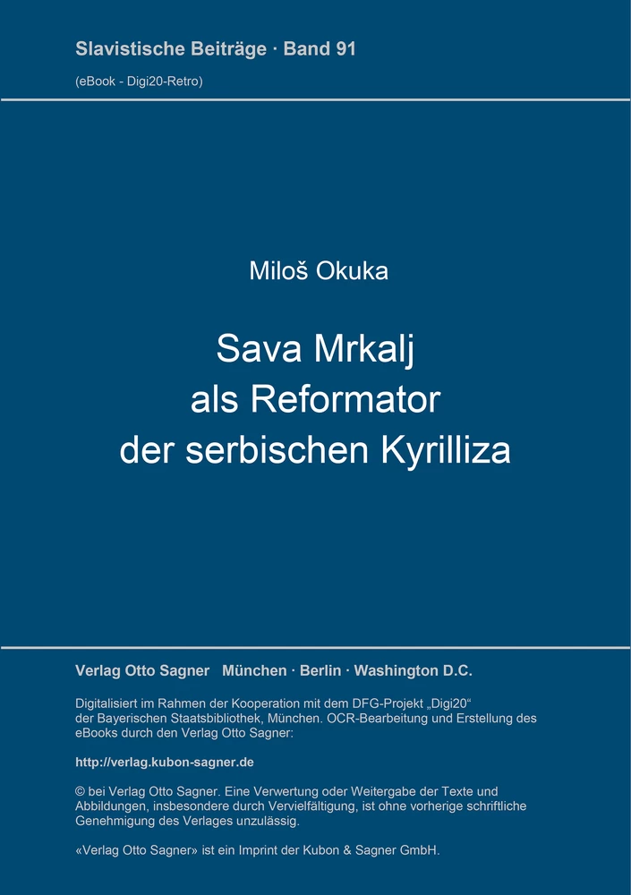 Titel: Sava Mrkalj als Reformator der serbischen Kyrilliza