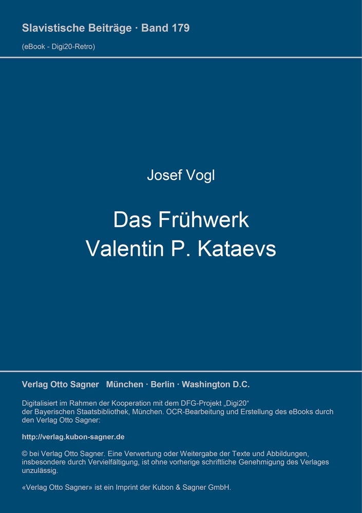 Titel: Das Frühwerk Valentin P. Kataevs
