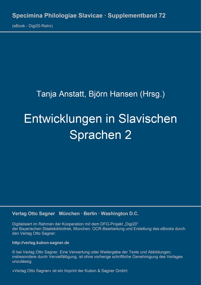 Titel: Entwicklungen in Slavischen Sprachen 2