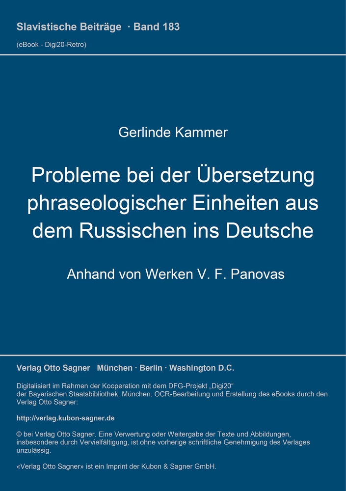 Titel: Probleme bei der Übersetzung phraseologischer Einheiten aus dem Russischen ins Deutsche