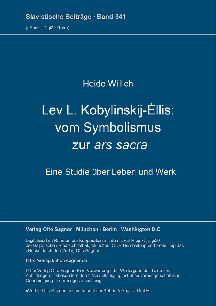 Titel: Lev L. Kobylinskij-Éllis: Vom Symbolismus zur ars sacra