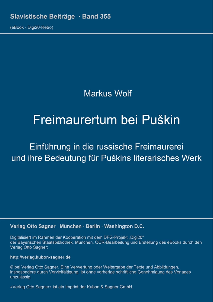 Titel: Freimaurertum bei Puškin