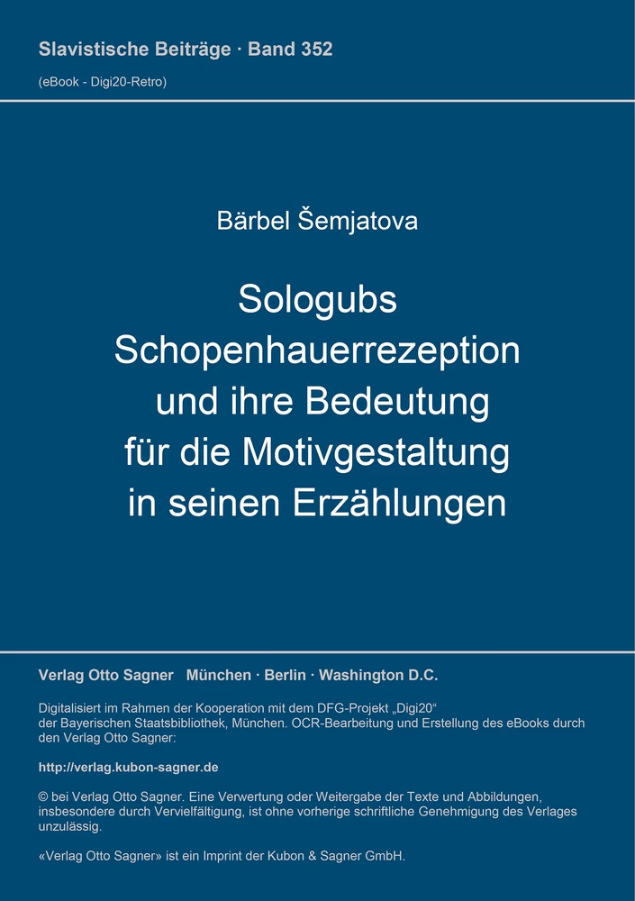 Titel: Sologubs Schopenhauerrezeption und ihre Bedeutung für die Motivgestaltung in seinen Erzählungen