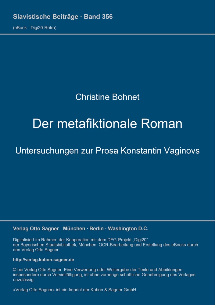 Title: Der metafiktionale Roman