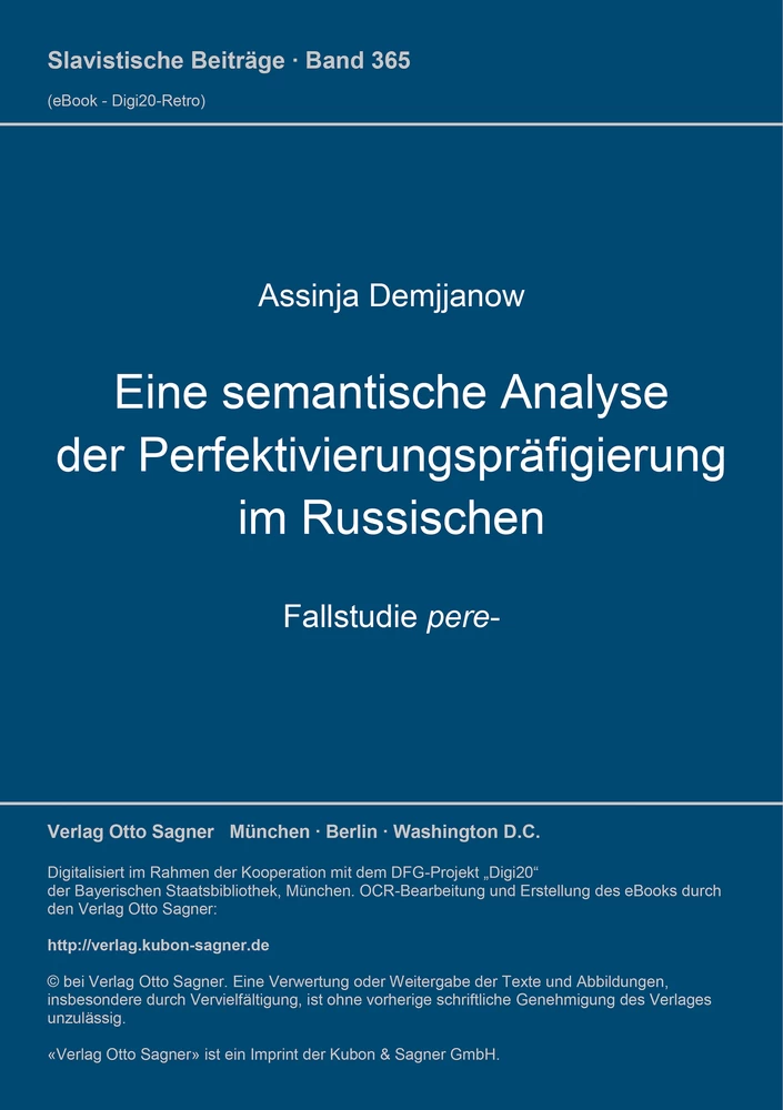 Titel: Eine semantische Analyse der Perfektivierungspräfigierung im Russischen. Fallstudie pere-