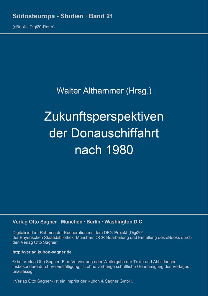 Titel: Zukunftsperspektiven der Donauschiffahrt nach 1980