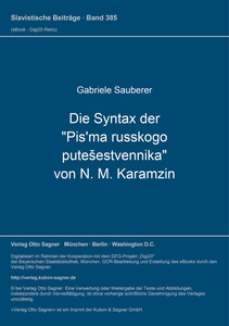 Titel: Die Syntax der "Pis'ma russkogo putešestvennika" von N. M. Karamzin