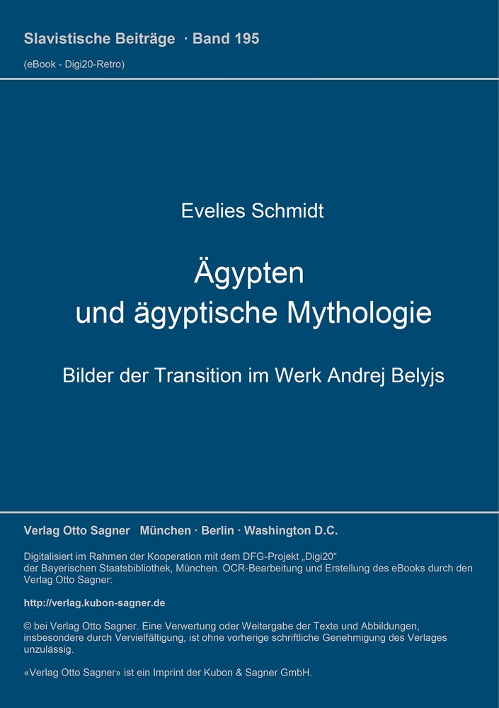 Title: Ägypten und ägyptische Mythologie, Bilder der Transition im Werk Andrej Belyjs