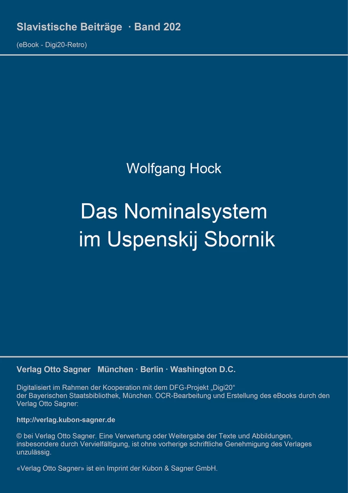 Titel: Das Nominalsystem im Uspenskij Sbornik