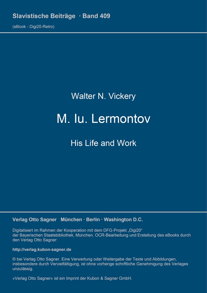 Titel: M. Iu. Lermontov. His Life and Work