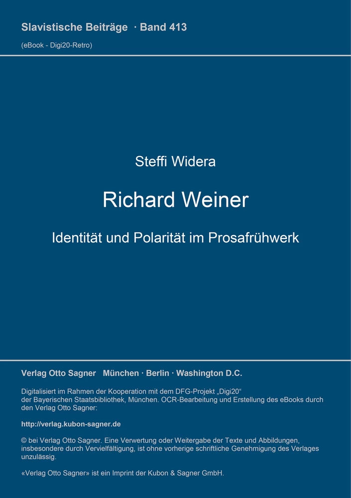 Titel: Richard Weiner. Identität und Polarität im Prosafrühwerk