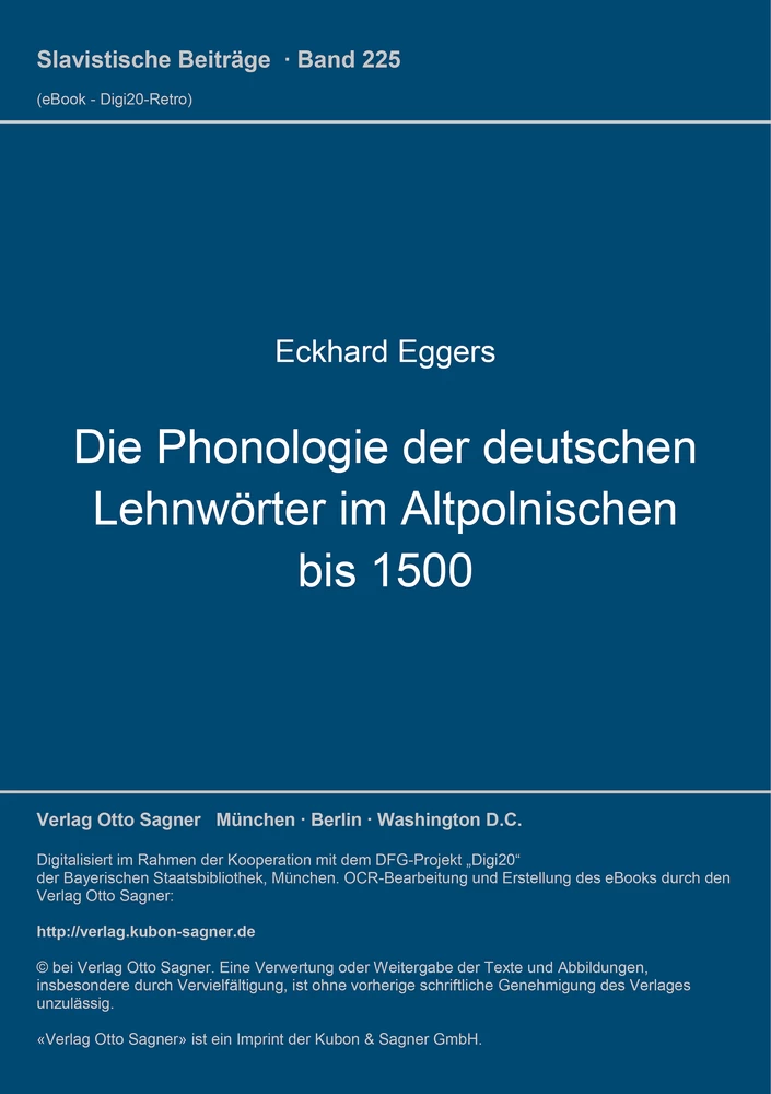 Titel: Die Phonologie der deutschen Lehnwörter im Altpolnischen bis 1500