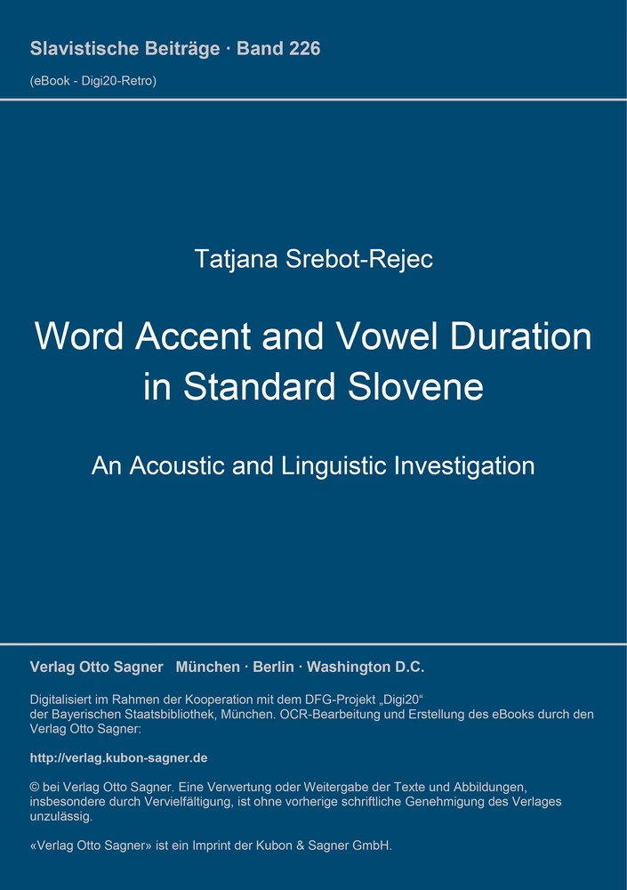 Titel: Word Accent and Vowel Duration in Standard Slovene
