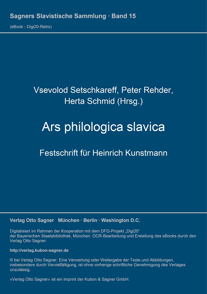 Titel: Ars philologica slavica