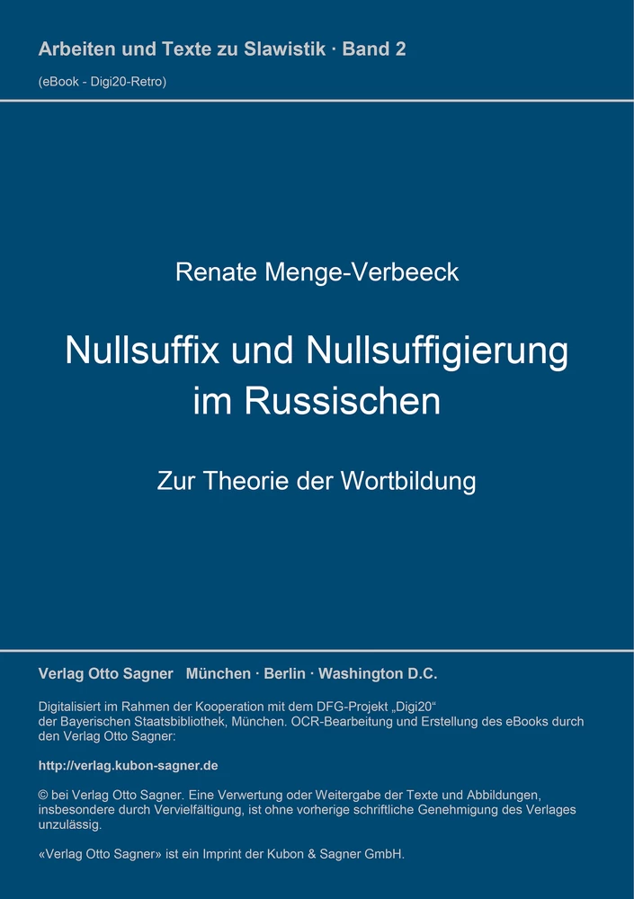 Titel: Nullsuffix und Nullsuffigierung im Russischen