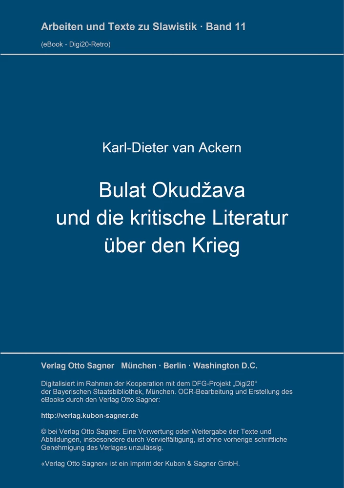 Titel: Bulat Okudžava und die kritische Literatur über den Krieg