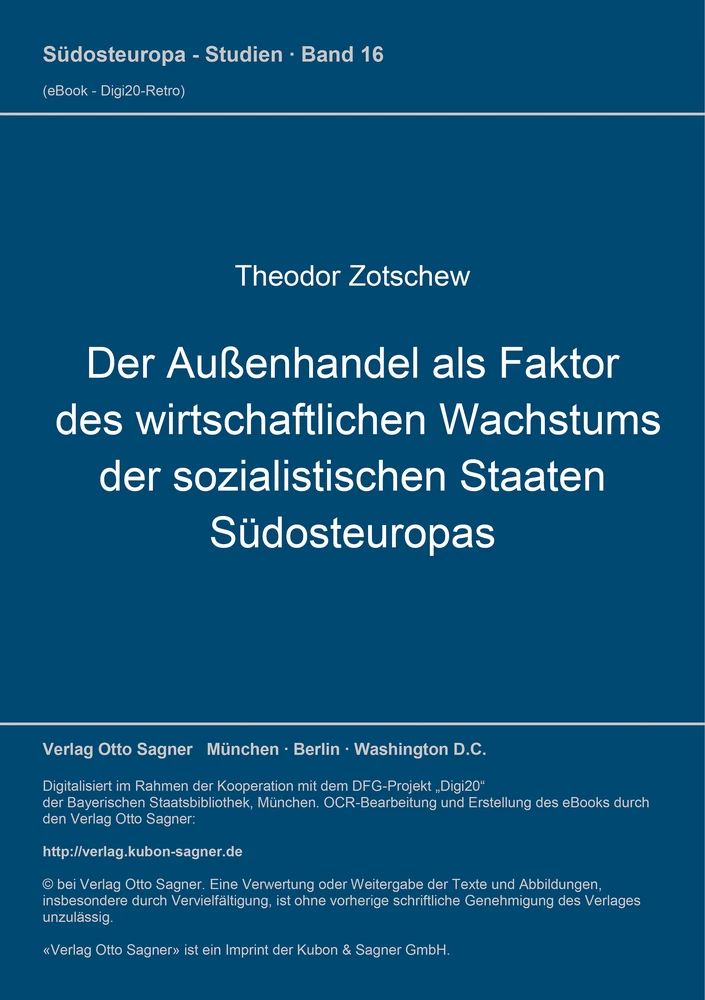 Titel: Der Außenhandel als Faktor des wirtschaftlichen Wachstums der sozialistischen Staaten Südosteuropas
