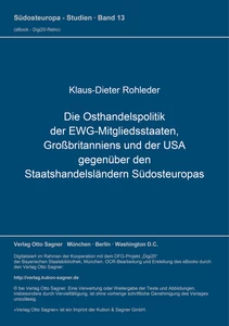 Titel: Die Osthandelspolitik der EWG-Mitgliedsstaaten, Großbritanniens und der USA gegenüber den Staatshandelsländern