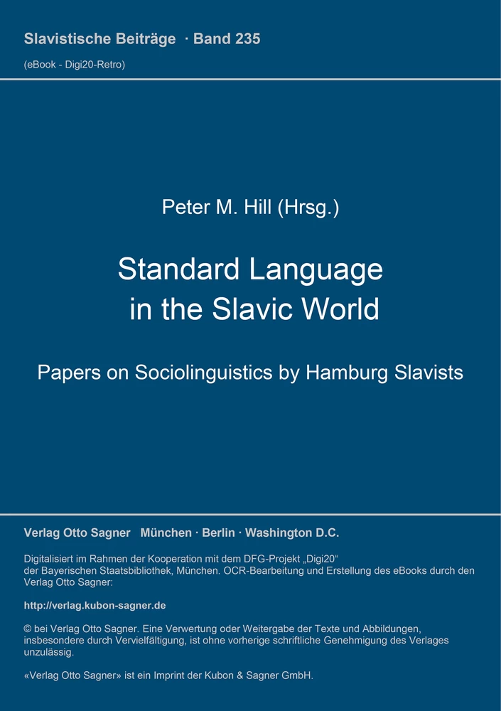 Titel: Standard Language in the Slavic World