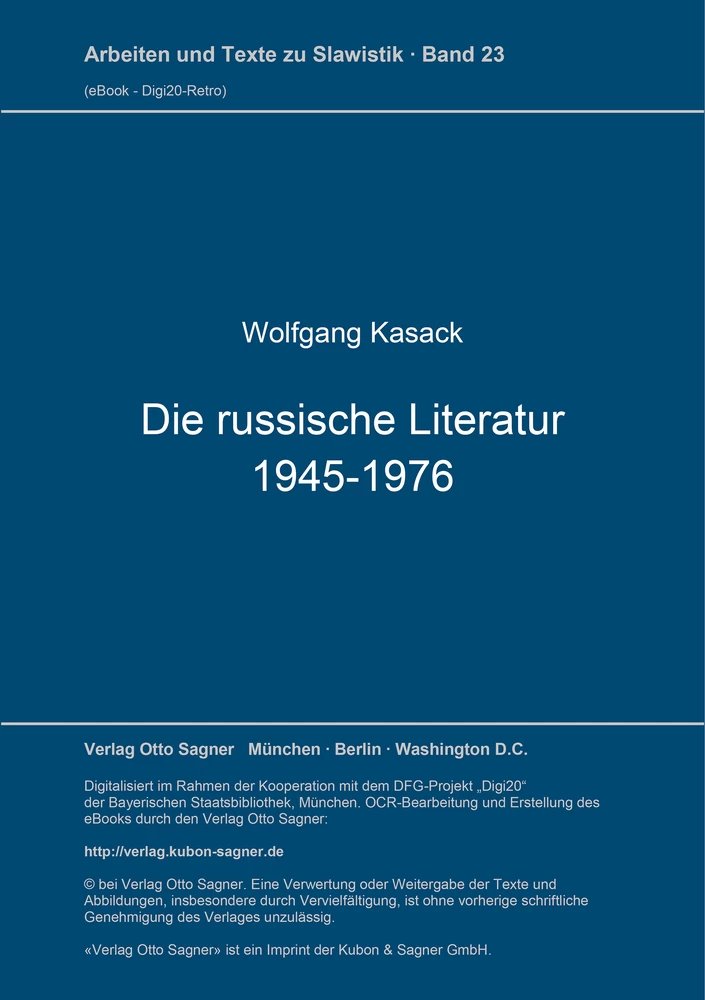 Titel: Die russische Literatur 1945-1976