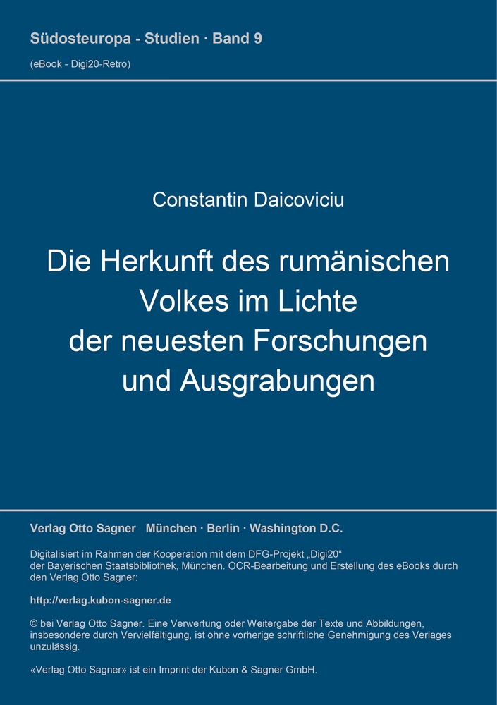 Titel: Die Herkunft des rumänischen Volkes im Lichte der neuesten Forschungen und Ausgrabungen
