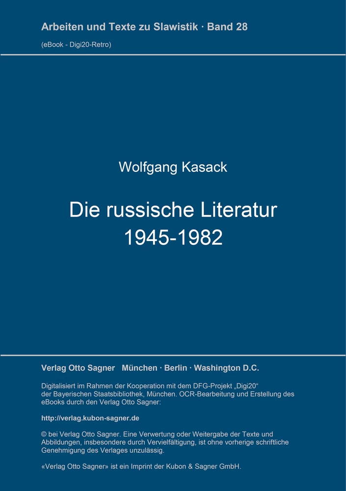 Titel: Die russische Literatur 1945-1982