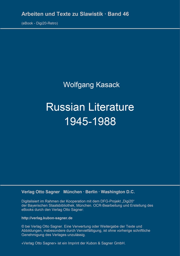 Titel: Russian Literature 1945-1988