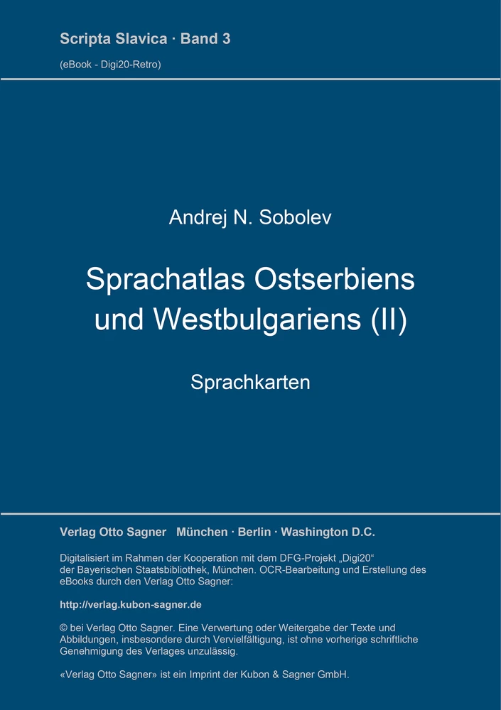 Titel: Sprachatlas Ostserbiens und Westbulgariens (II)