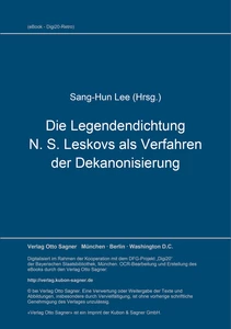 Title: Die Legendendichtung N. S. Leskovs als Verfahren der Dekanonisierung