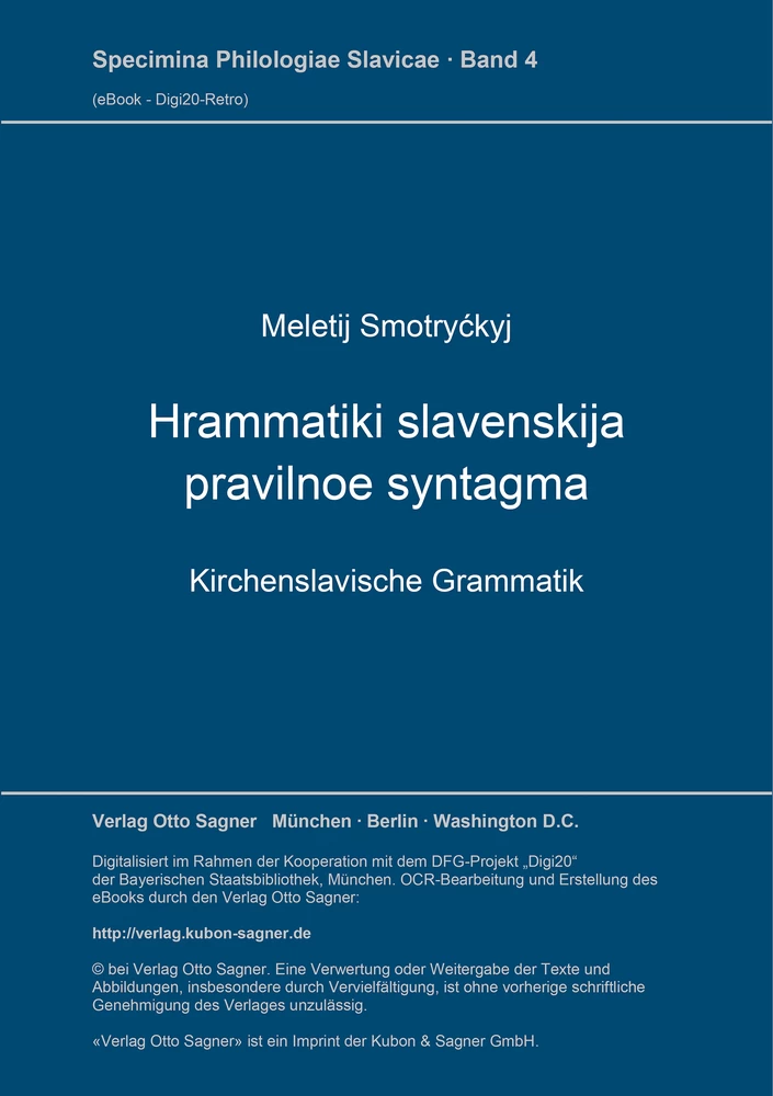 Titel: Hrammatiki slavenskija pravilnoe syntagma. Kirchenslavische Grammatik
