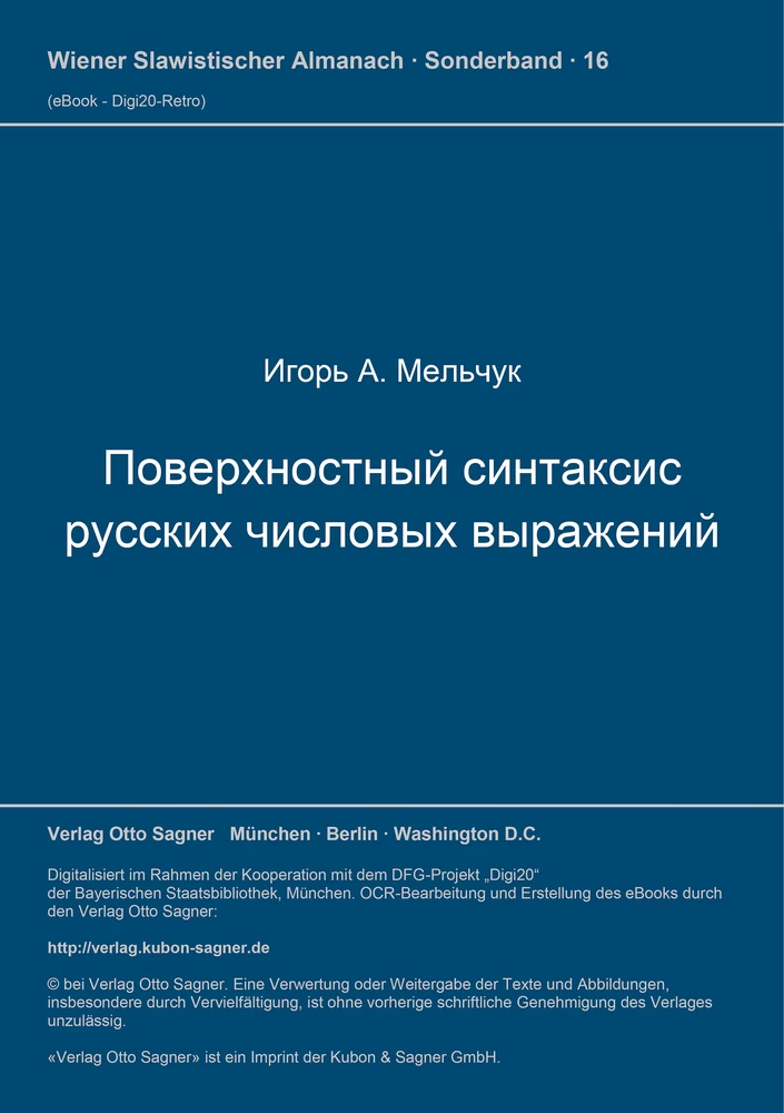 Titel: Poverchnostnyj sintaksis russkich čislovych vyraženij