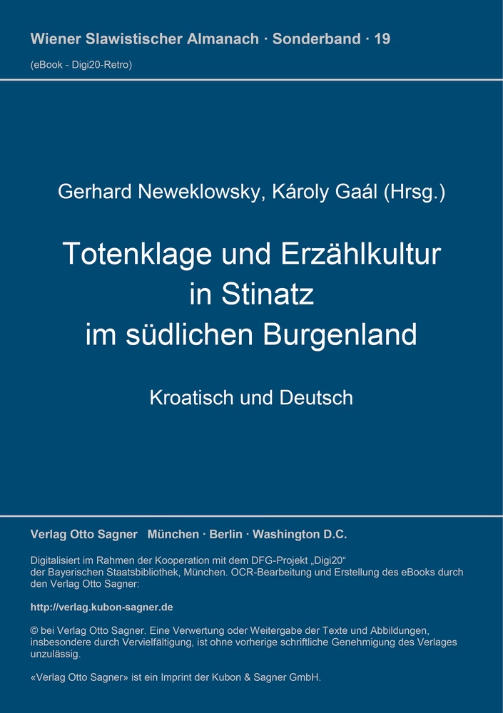Titel: Totenklage und Erzählkultur in Stinatz im südlichen Burgenland