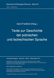 Title: Texte zur Geschichte der polnischen und tschechischen Sprache