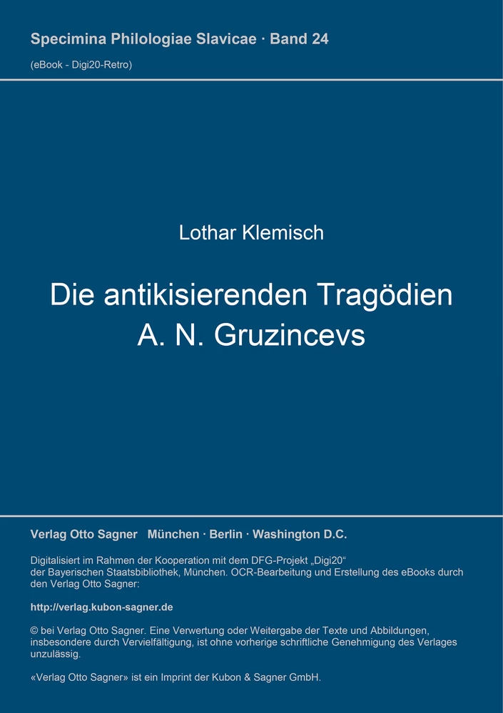 Titel: Die antikisierenden Tragödien A. N. Gruzincevs
