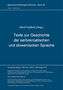 Title: Texte zur Geschichte der serbokroatischen und slowenischen Sprache
