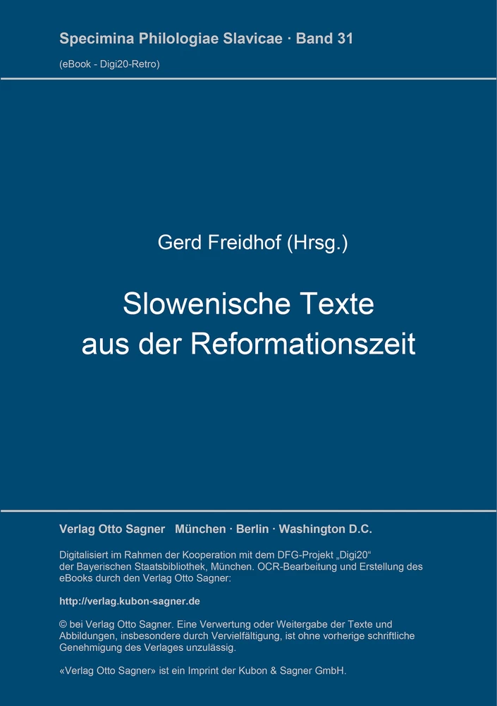 Titel: Slowenische Texte aus der Reformationszeit