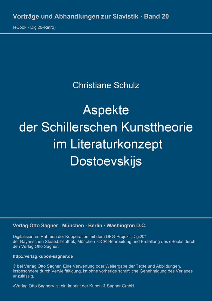 Titel: Aspekte der Schillerschen Kunsttheorie im Literaturkonzept Dostoevskijs