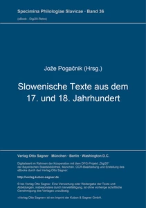Title: Slowenische Texte aus dem 17. und 18. Jh