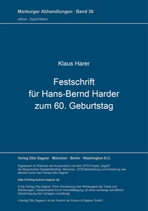 Title: Festschrift für Hans-Bernd Harder zum 60. Geburtstag