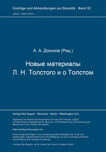 Title: Novye materialy L. N. Tolstogo i o Tolstom