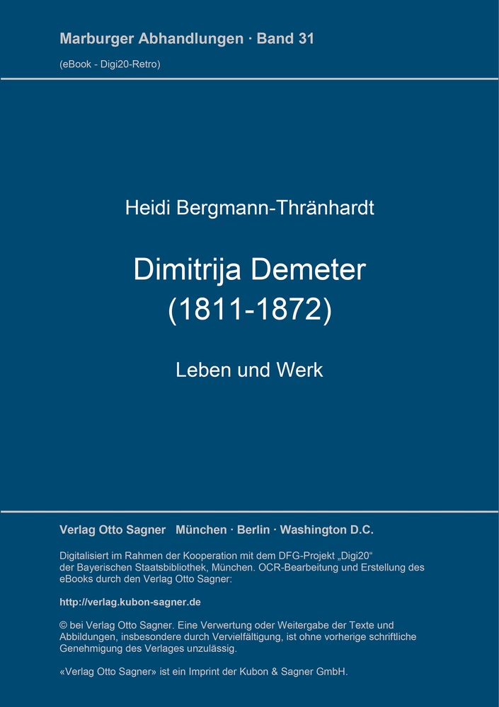 Titel: Dimitrija Demeter (1811-1872). Leben und Werk