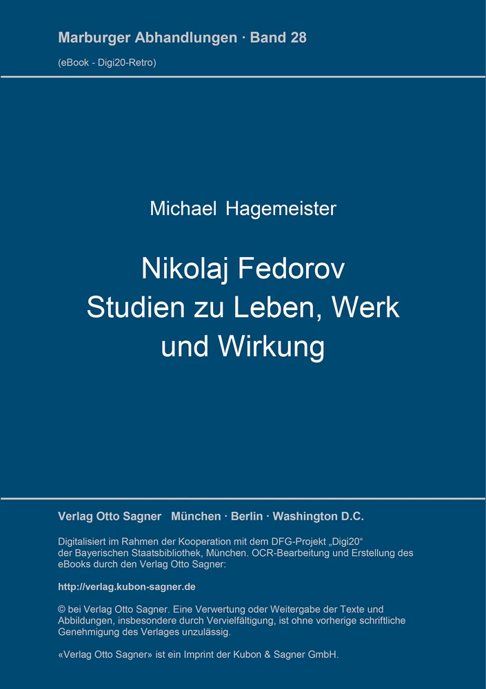 Titel: Nikolaj Fedorov. Studien zu Leben, Werk und Wirkung