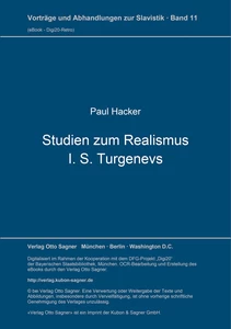 Titel: Studien zum Realismus I. S. Turgenevs