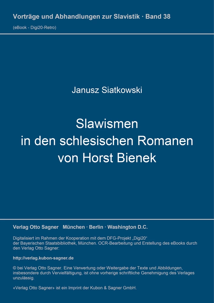 Titel: Slawismen in den schlesischen Romanen von Horst Bienek