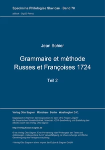 Title: Grammaire et méthode Russes et Françoises 1724. Teil 2
